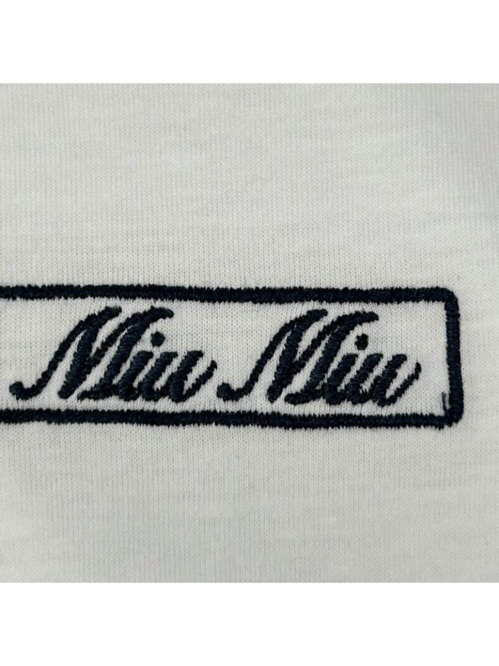 Miu Miu White Logo Embroidery Cotton Jersey T-Shirt - Picture 9 of 10